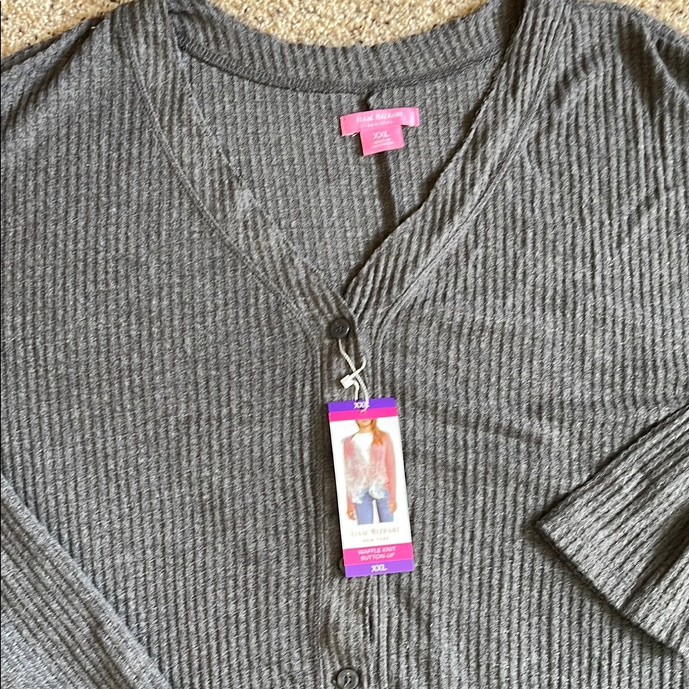 Isaac Mizrahi Gray Women's Waffle Knit XXL